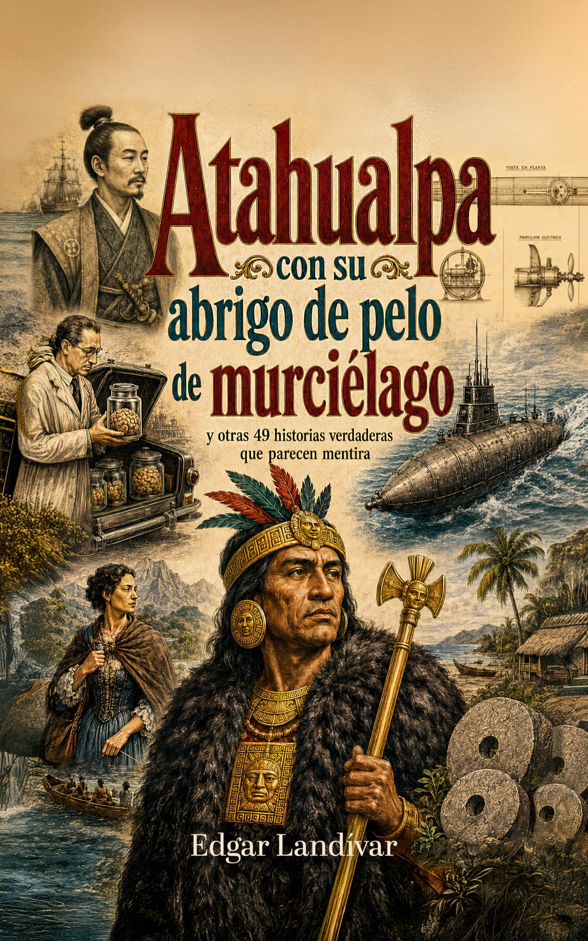 Portada del libro «Atahualpa con su abrigo de pelo de murciélago», de Edgar Landívar