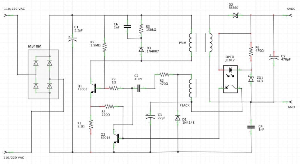 Reverse engineering and analysis of a 2 amp USB charger
